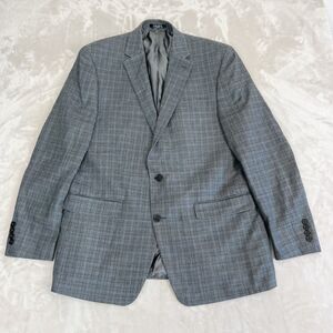 Lauren Ralph Lauren Sport Coat Mens 42L Gray Houndstooth Plaid Wool Silk Blazer
